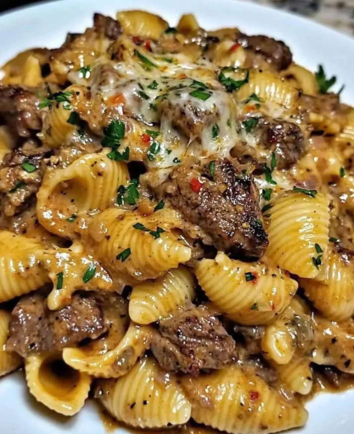 Creamy Steak and Shells