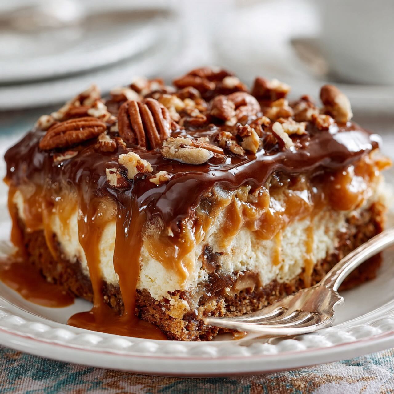 Caramel Turtle Poke Cake